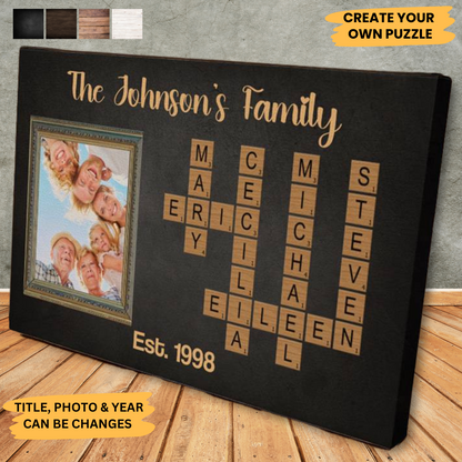 Family Crossword Puzzle Art Created In A Moment - Personalized Canvas