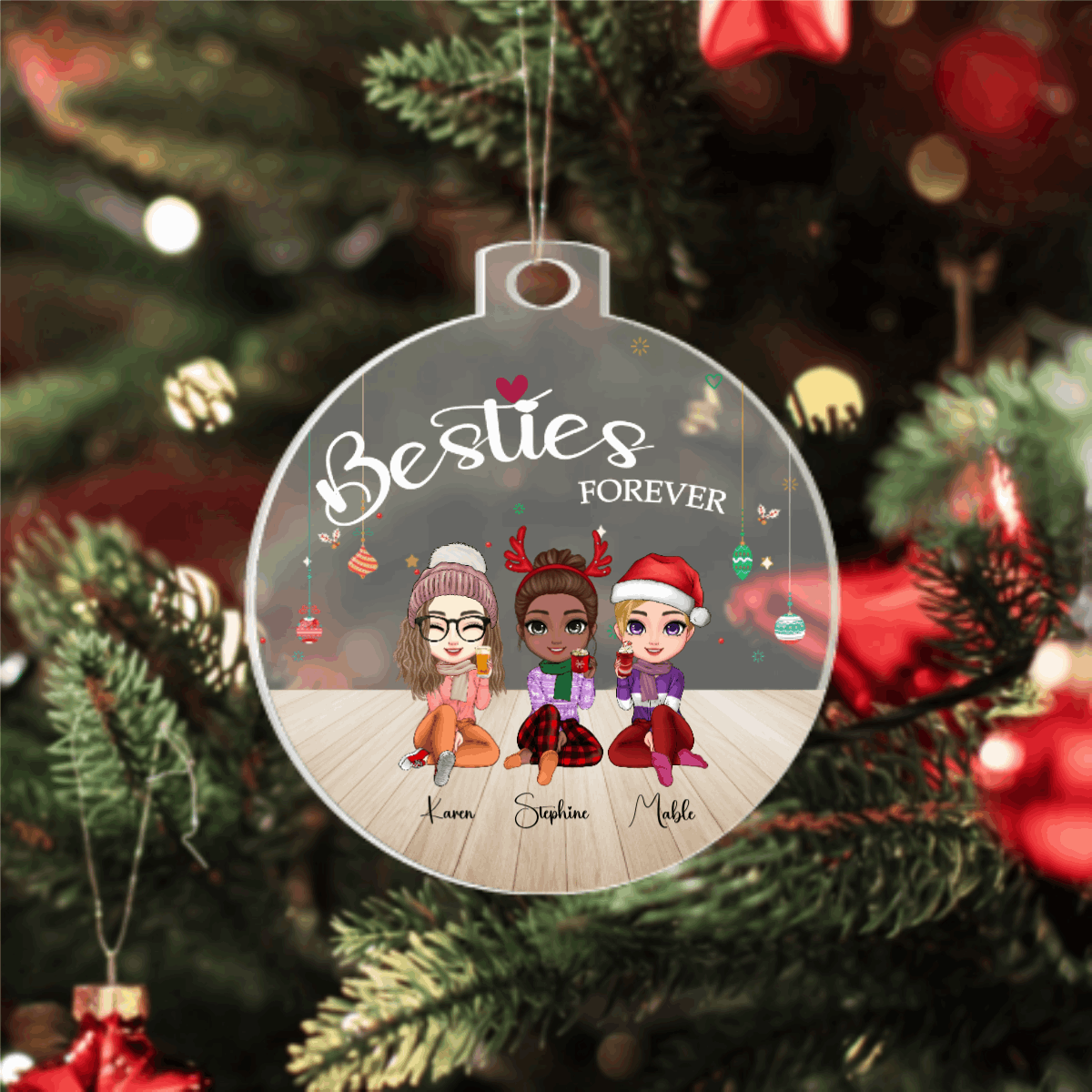 Besties - Best Friends Are Sisters We Choose For Ourselves - Personalized Christmas Ornament ❤️