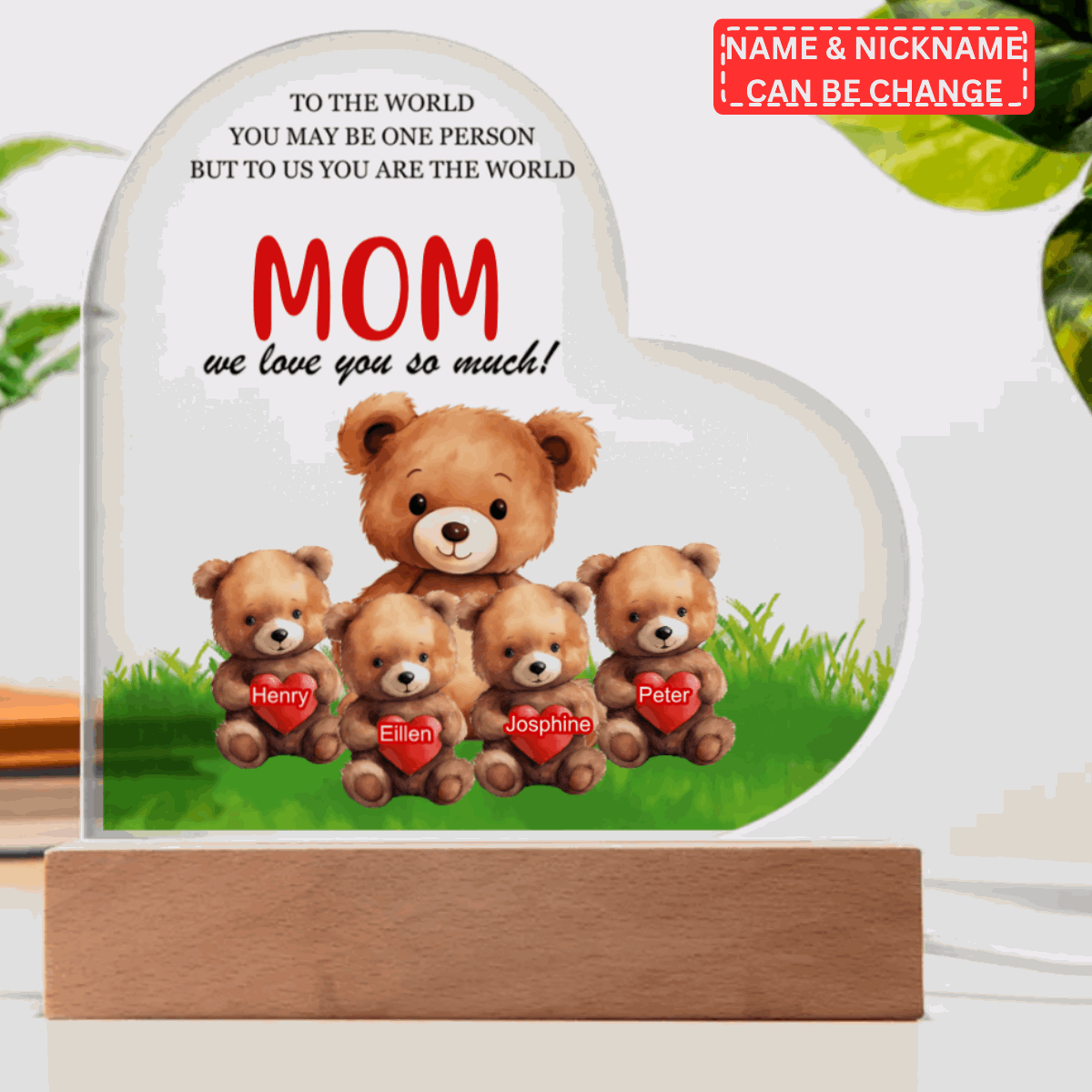 Mama Bear’s Warm Hug - Tailored Heart Acrylic Plaque with Love