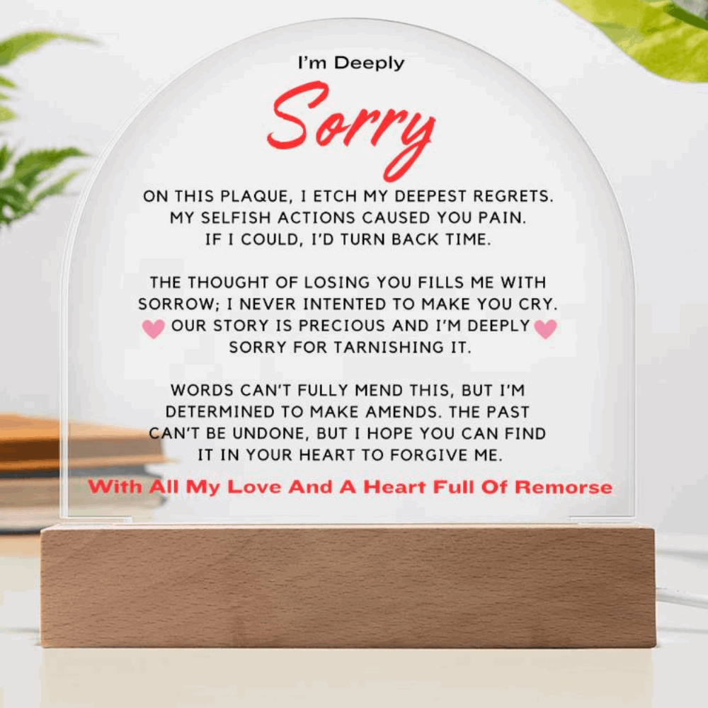 I'm Sorry - Acrylic Plaque With LED-LIT Wooden Base DT215 ShineOn Fulfillment