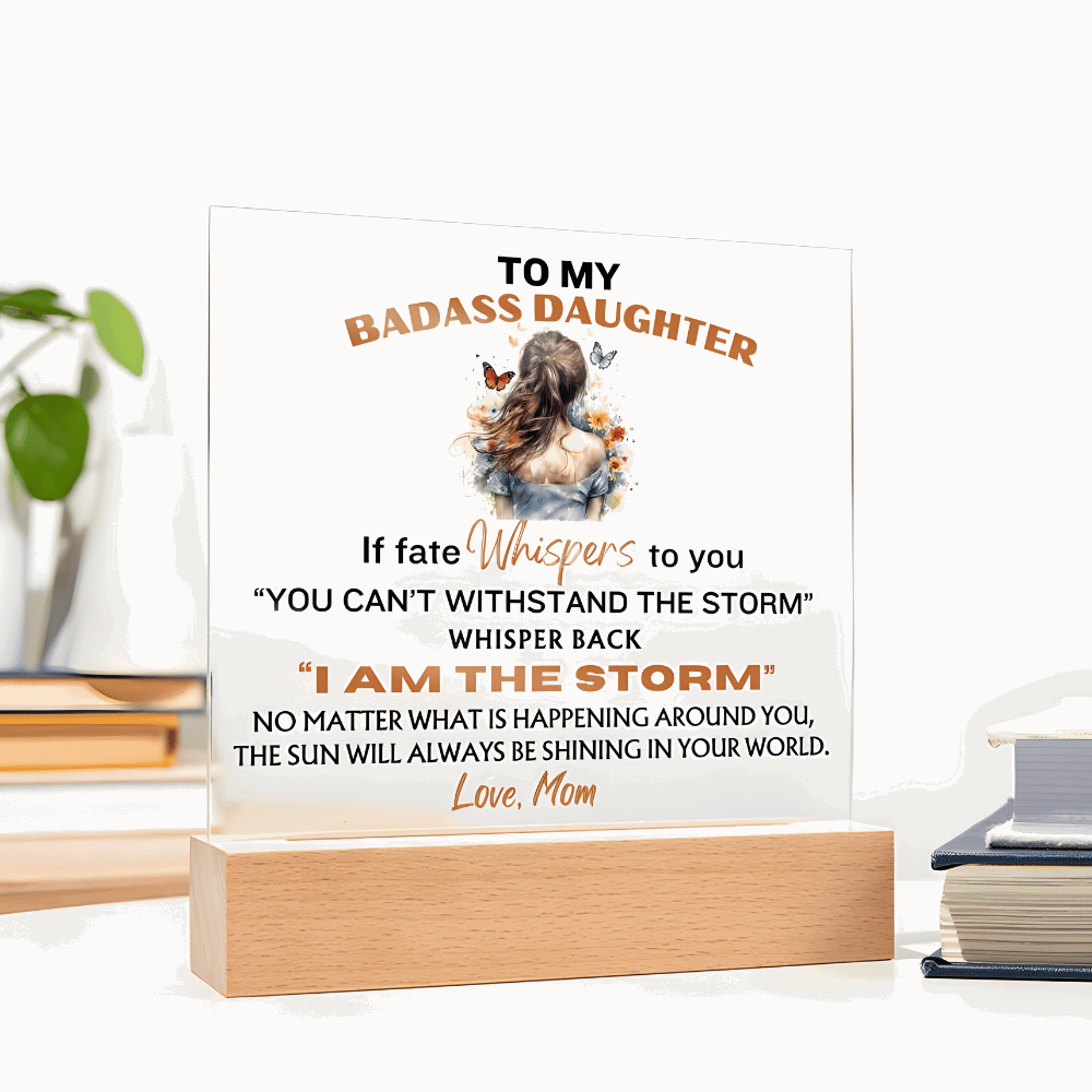 Daughter Gift - I Am The Storm LED - Acrylic Plaque- From Mom