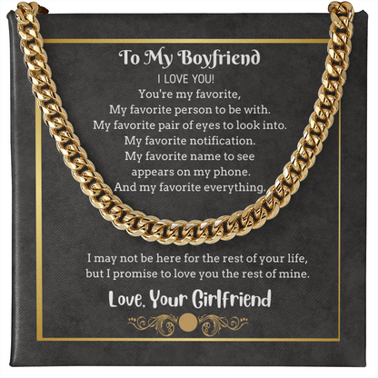 My Boyfriend You're My Favorite Cuban Link Chain ShineOn Fulfillment