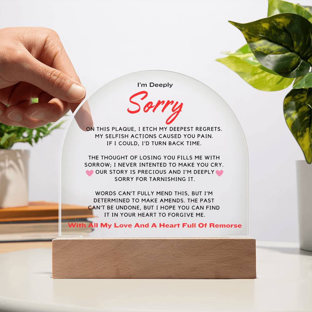 I'm Sorry - Acrylic Plaque With LED-LIT Wooden Base DT215 ShineOn Fulfillment