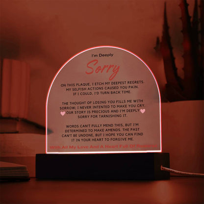 I'm Sorry - Acrylic Plaque With LED-LIT Wooden Base DT215 ShineOn Fulfillment