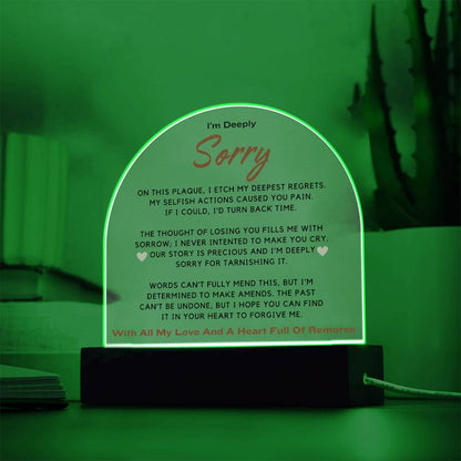 I'm Sorry - Acrylic Plaque With LED-LIT Wooden Base DT215 ShineOn Fulfillment