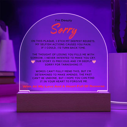 I'm Sorry - Acrylic Plaque With LED-LIT Wooden Base DT215 ShineOn Fulfillment