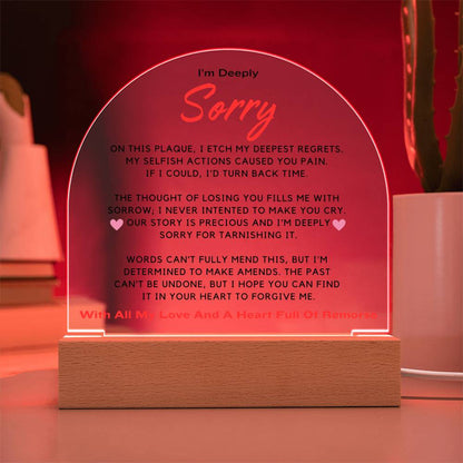 I'm Sorry - Acrylic Plaque With LED-LIT Wooden Base DT215 ShineOn Fulfillment