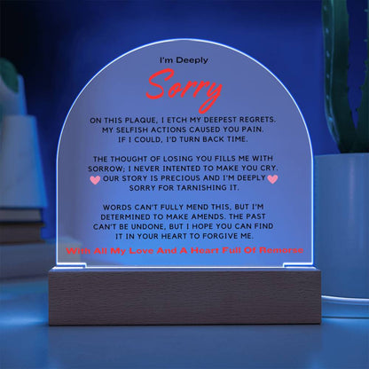 I'm Sorry - Acrylic Plaque With LED-LIT Wooden Base DT215 ShineOn Fulfillment