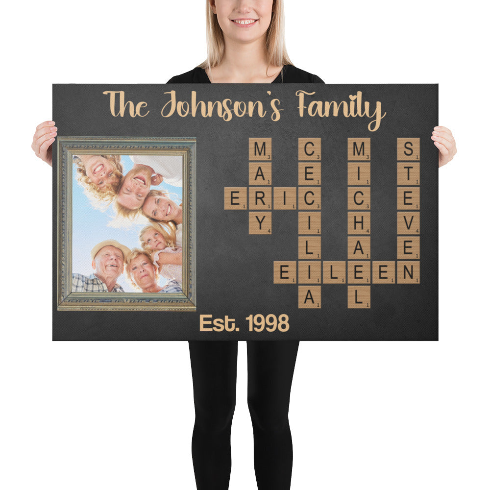 Family Crossword Puzzle Art Created In A Moment - Personalized Canvas