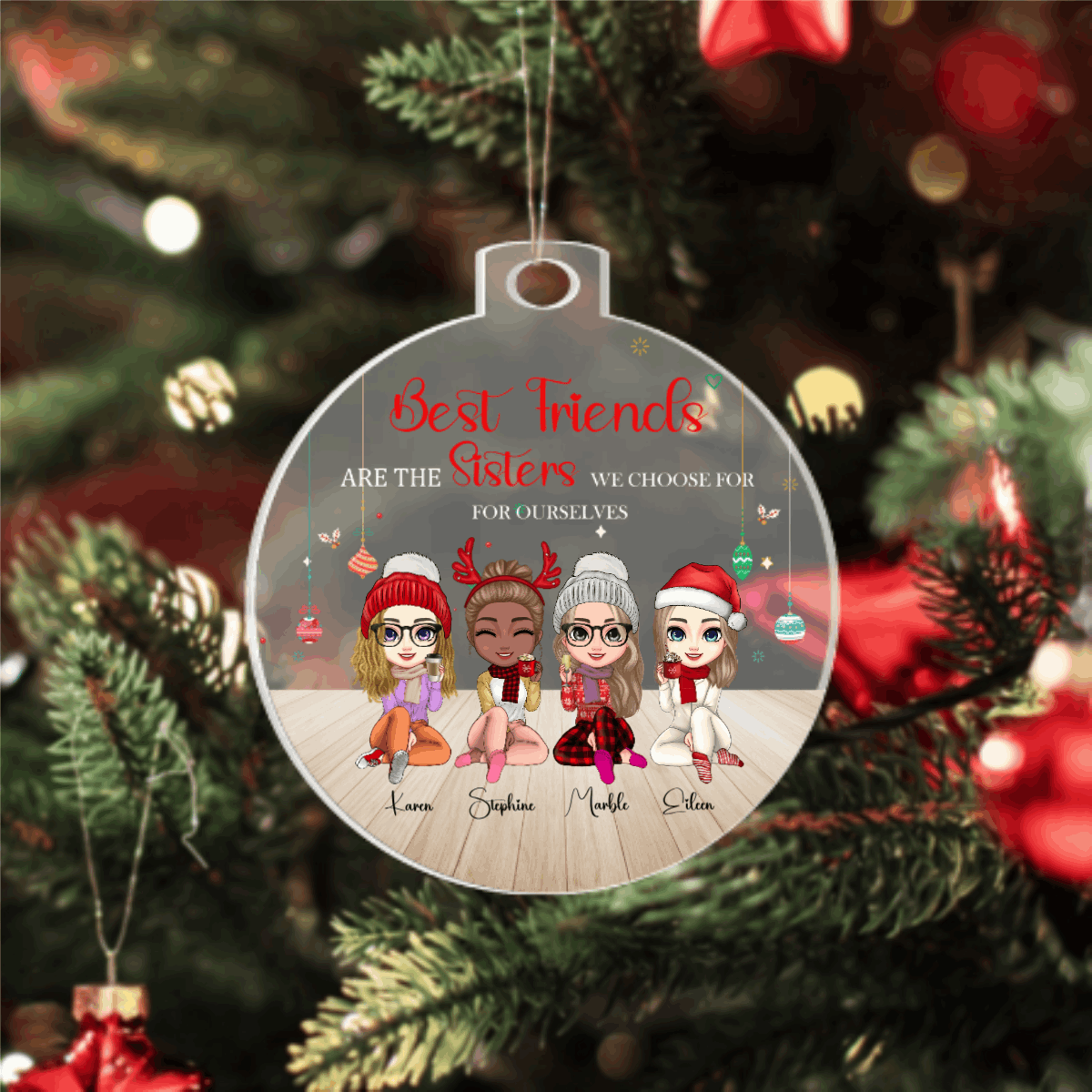 Besties - Best Friends Are Sisters We Choose For Ourselves - Personalized Christmas Ornament ❤️