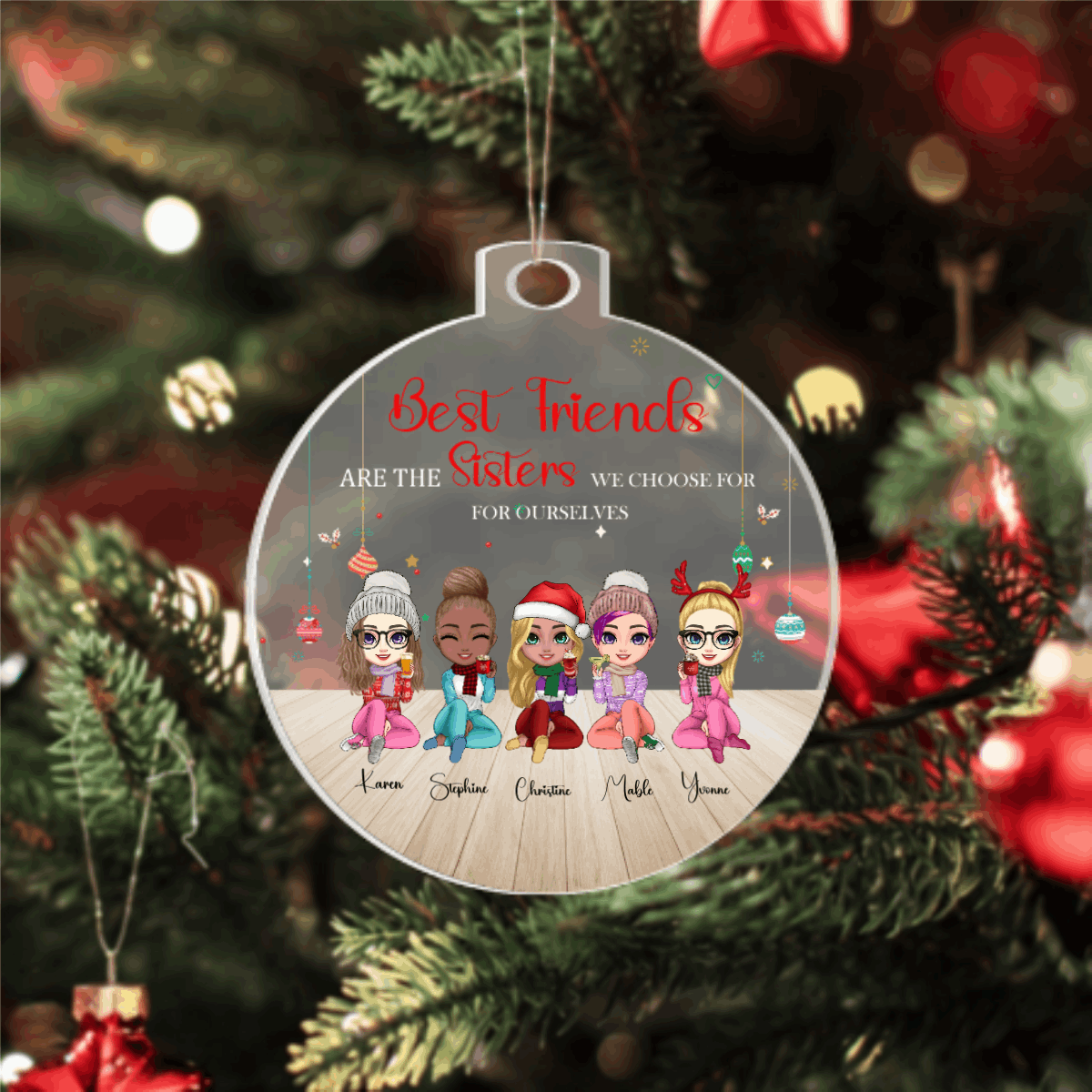 Besties - Best Friends Are Sisters We Choose For Ourselves - Personalized Christmas Ornament ❤️