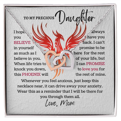 Daughter - Believe In Yourself Interlock Hearts Necklace ShineOn Fulfillment